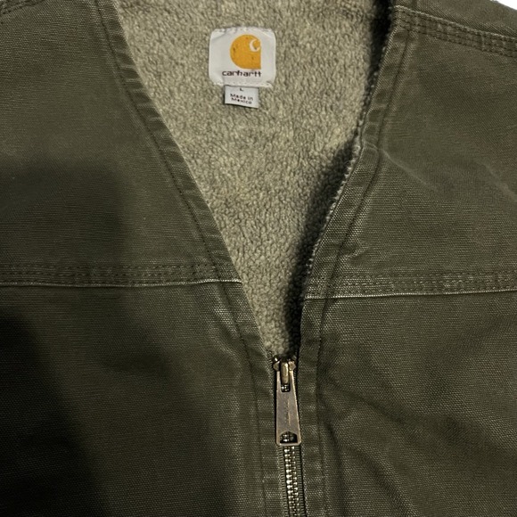 Vintage Y2K Carhartt Vest Sherpa Lined Olive Green Large - Picture 4 of 4